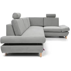 ECKSOFA CASA II R-S Grau Plüsch-Stoff mit Schlaffunktion