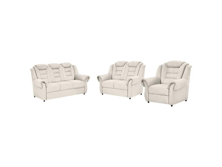 Livetastic Sitzgarnitur, Weiss, Kunststoff, 3-teilig, Made in EU, Hocker erhältlich, Rücken echt, Armteil links, Armteil rechts, Wohnzimmer, Sofas & Couches, Sitzgarnituren