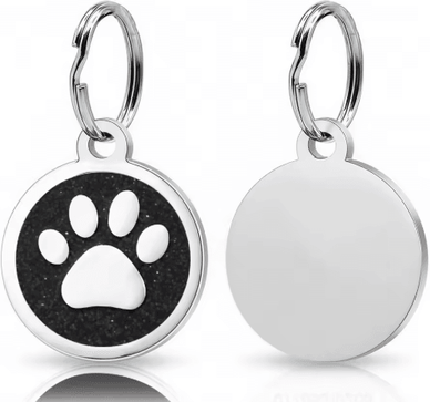 Inspire Picks Personalized Paw Print Pet ID Tag Engraved Glitter Name Tag For Dogs & Cats black Tag 1pcs style B
