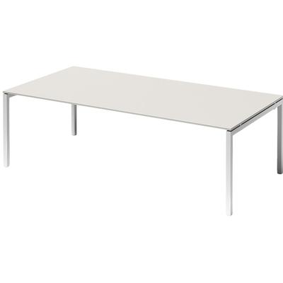 Bisley Cito Konferenztisch 240x120 cm, Tischplatte in Grauweiß, U-Gestell in Weiß - Besprechungstisch & Meetingtisch, großer Chef Schreibtisch