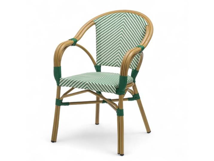 Fauteuil de terrasse LAZARE - Textilène vert et blanc