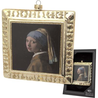 Christbaumschmuck KREBS GLAS LAUSCHA "Das Mädchen mit dem Perlenohrring", gold, B:4cm H:23cm T:14cm, Glas, Weihnachtsbaumschmuck, Christbaumschmuck aus Glas, mundgeblasen, handgefertigt, Figur
