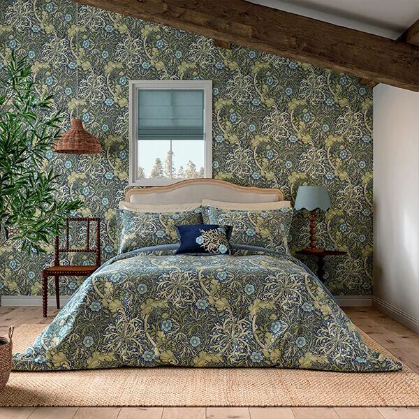 Morris & Co Seaweed Duvet Cover Single Cobalt Thyme