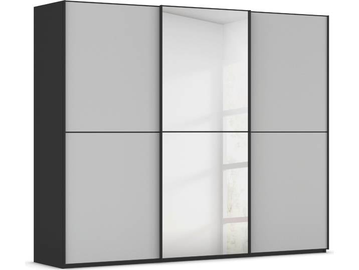 Schwebetürenschrank, Grau & Schwarz, 271x223x68 cm, Holzwerkstoff, 3 Türen, Modern & Landhaus, Rauch