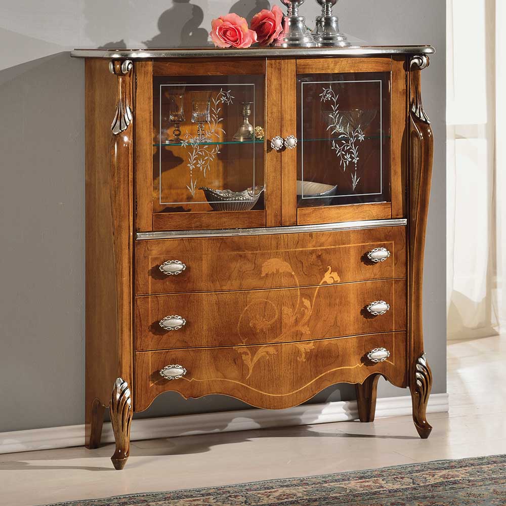Pharao24.de Esszimmerschrank in Nussbaumfarben italienischen Stil
