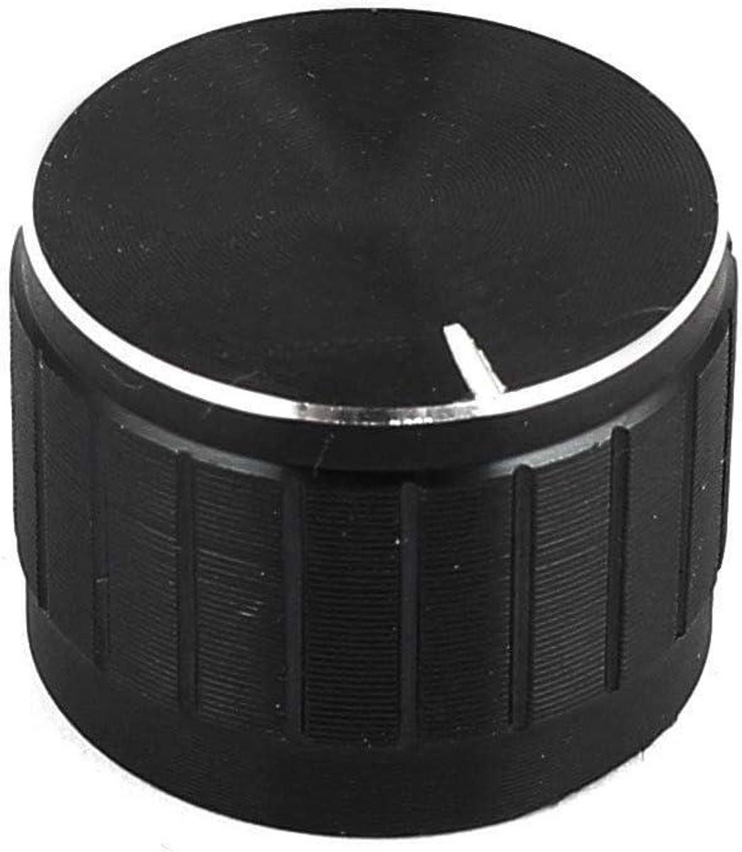 Potentiometer Draaiknop Zwart - Gekarteld Metaal - 6mm As - Volumeknop Sensor Component
