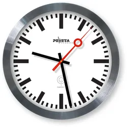 PEWETA Funkwanduhr Bahnhof Ø 30 cm silber