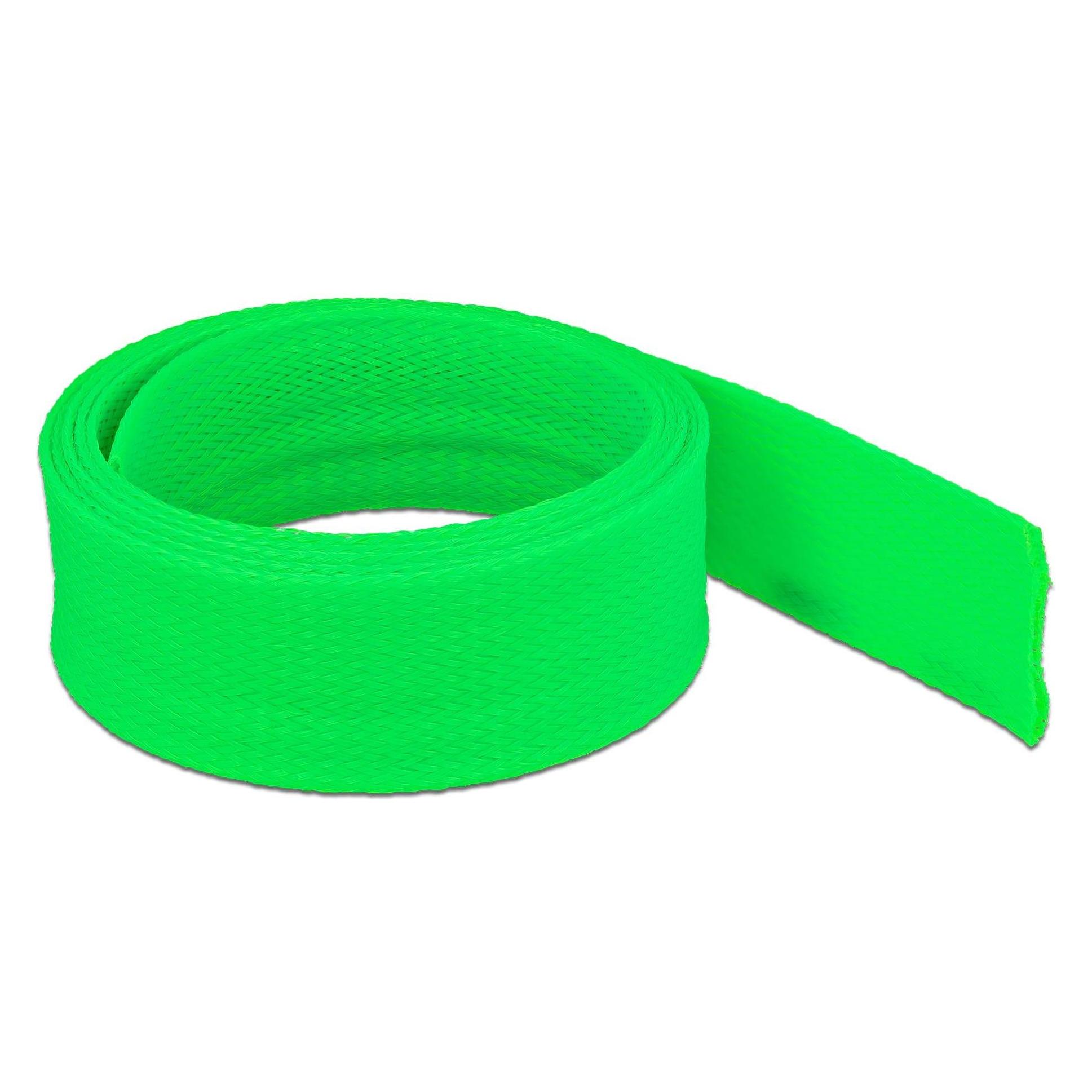 Delock Geflechtschlauch dehnbar 2 m x 50 mm grün (Kabelschlauch, 200 cm) (20759)