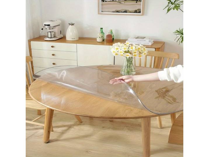 Nappe de table ronde transparente en PVC, imperméable, en plastique, résistante à l'huile, protection de bureau, film protecteur 110 130 140cm