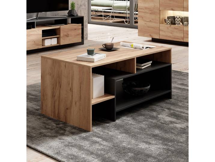 Couchtisch Wohnzimmertisch PANZO 120 cm Craft Eiche Anthrazit Loft