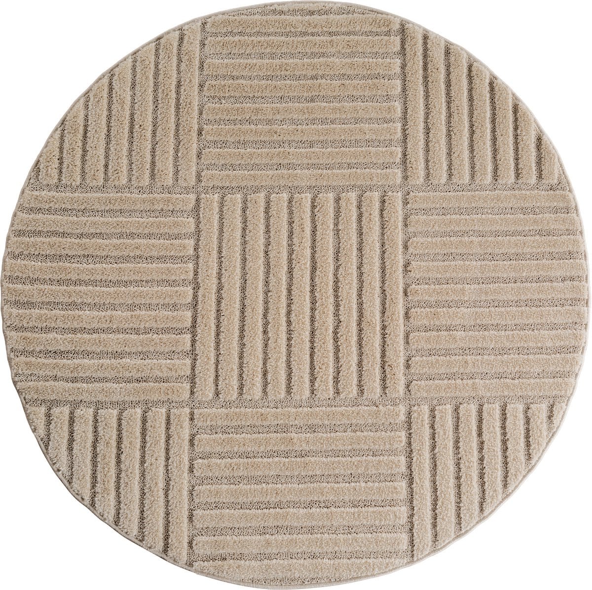 Muratap Japandi Art Kubic Rond Scandinavisch Vloerkleed - Beige - Ø 200 cm