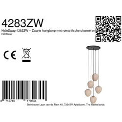 Mexlite Pendelleuchte SILURA Rondell, 5-flammig, E27, IP20, schwarz/creme STE-4283ZW