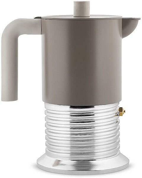 Alessi Espressokocher VITE 6 Tassen Aluminium/Warmgrey camel EG