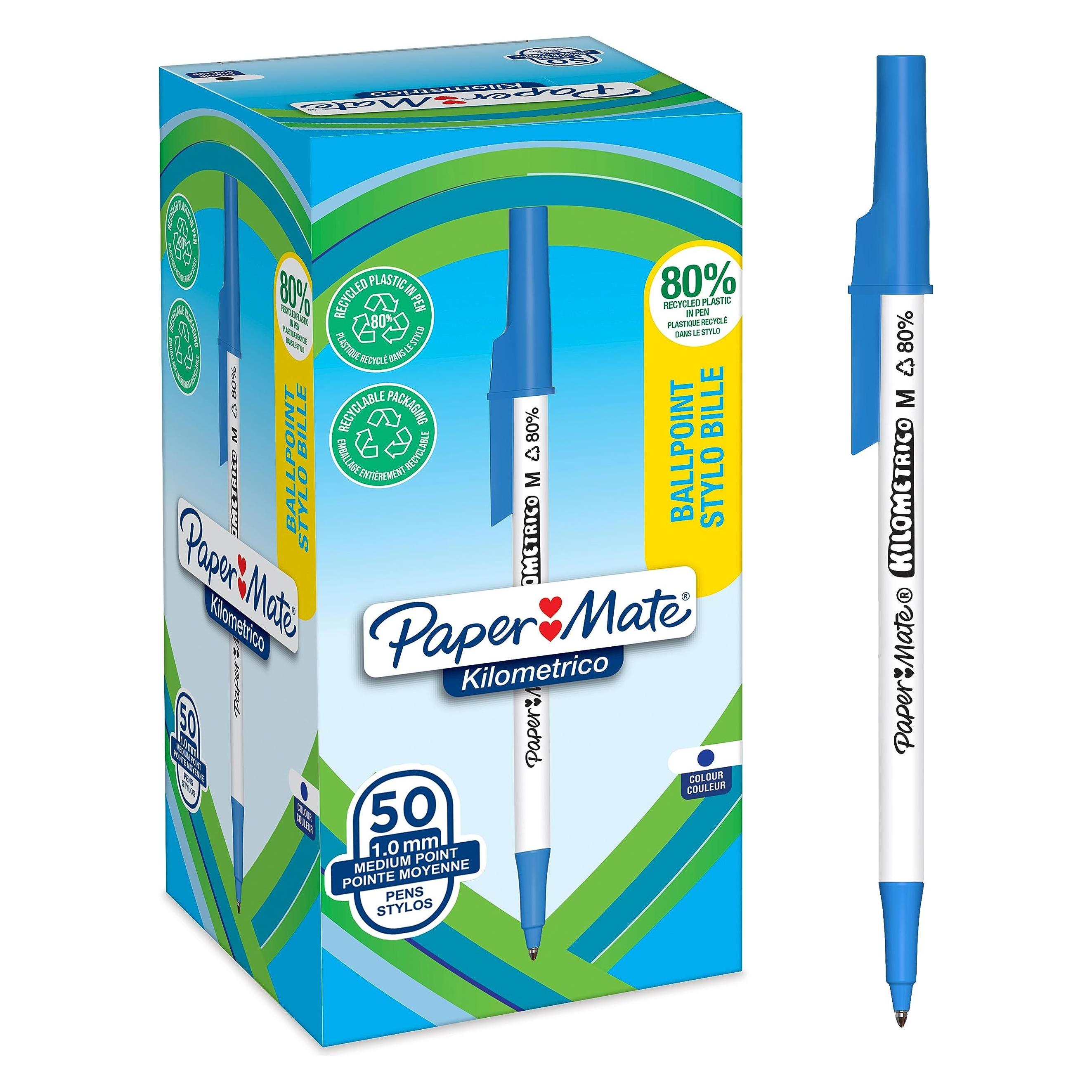 Paper Mate Kugelschreiber Kilometrico Reycled M Blau 50er Faltschachtel (50x) (2187702)
