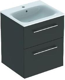 Geberit Selnova Square - Waschbeckenschrank 635x538x480 mm, mit Waschbecken, 2 Schlubladen, Lava matt 501.233.00.1
