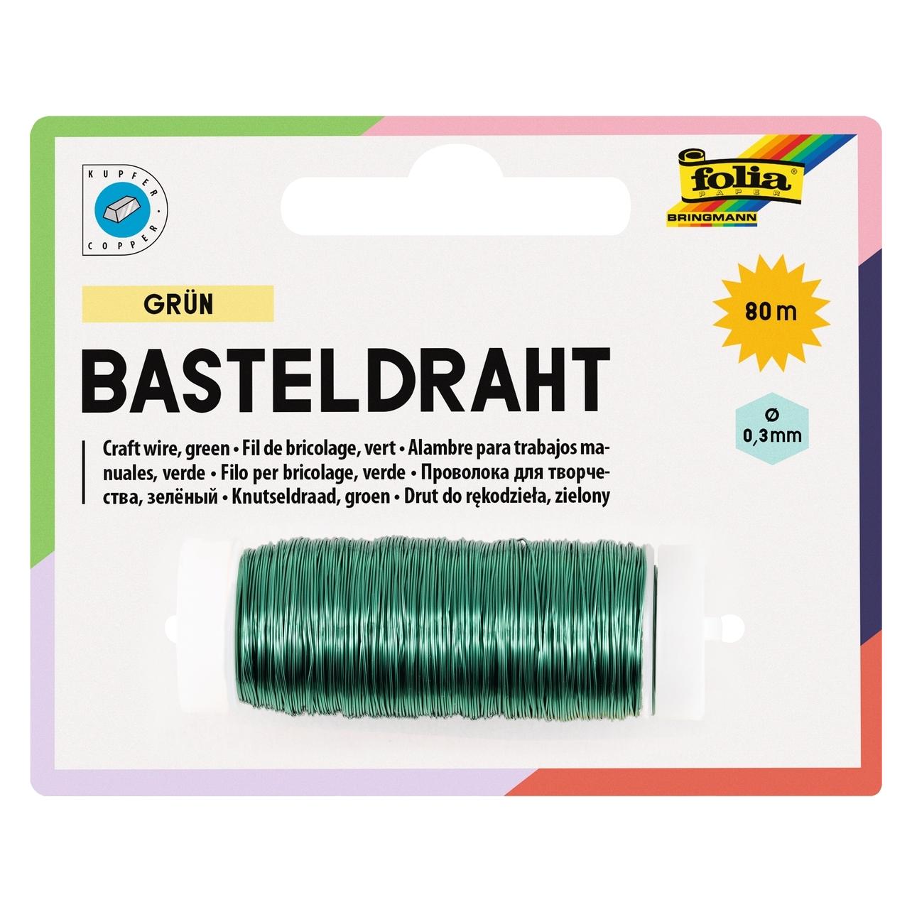 Folia Basteldraht rostfrei, 0,3mmx80m, grün (80 m) (38650996)