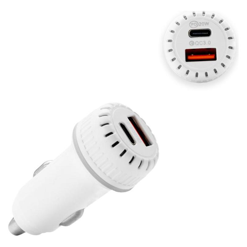 GÜNSTIGES AUTOLADEGERÄT USB+TYPE-C QC3.0+PD WEISS 38W TR-C01 (34479)