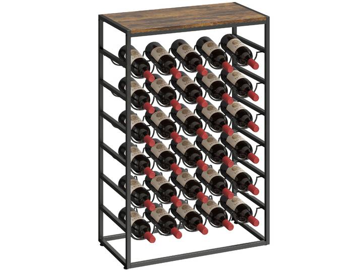 Casier à vin Homcom pour 30 bouteilles avec 6 niveaux et comptoir brun rustique