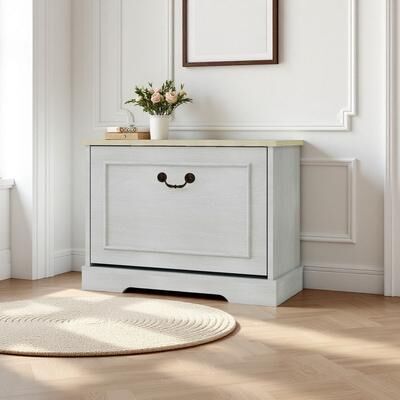 ZWYO HOSIMU "23.62"" Modern Shoe Storage Bench with 1 Flip Drawer and Adjustable Shelf for Entryway, Hallway, Bedroom"
