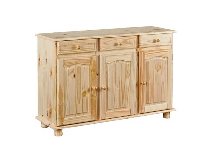 Inter Link – Landhausstil Kommode – Sideboard – Sideboard Buffet – Landhausstil – Beistellschrank - Kiefer massiv – 3 Türen – 3 Schubladen – Natur lackiert - Abaco