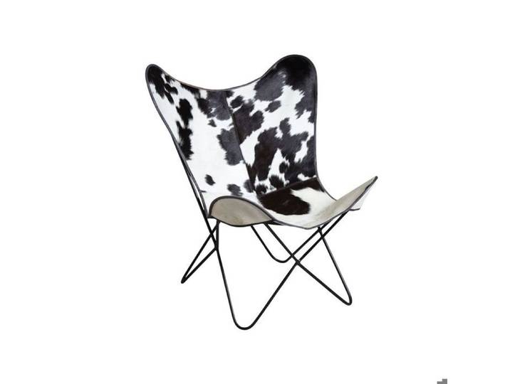Fauteuil butterfly en peau de vache noir