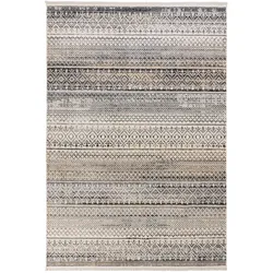 Teppich Kurzflor PERRAN Boho Streifen Polypropylen 80x140 cm Naturfarben modern gemustert Designerteppich Wohnzimmerteppich | Kadima Design