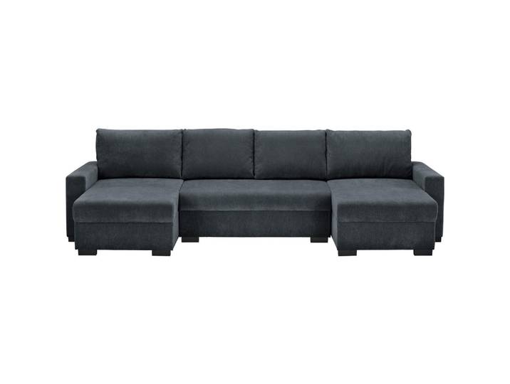 Ti'me Wohnlandschaft, Dunkelgrau, Kunststoff, 3-Sitzer, Füllung: Schaumstoff, U-Form, 328x140 cm, Liegefunktion, Rücken echt, Wohnzimmer, Sofas & Couches, Wohnlandschaften, Wohnlandschaft U-Form