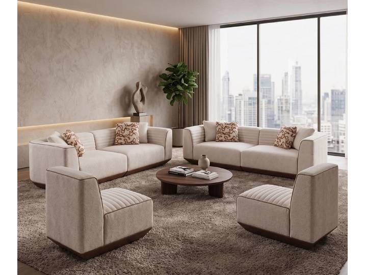 JVmoebel Polstergarnitur Polstermöbel Set zwei Sofas zwei Sessel komfortabel und modern, (4-tlg), Made in Europa