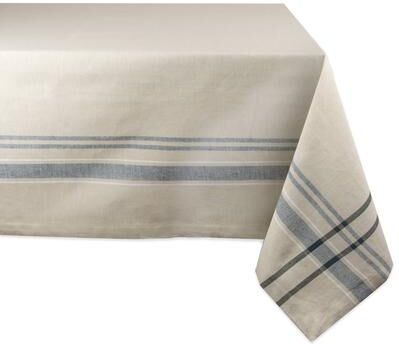 DII Blue French Stripe Tablecloth