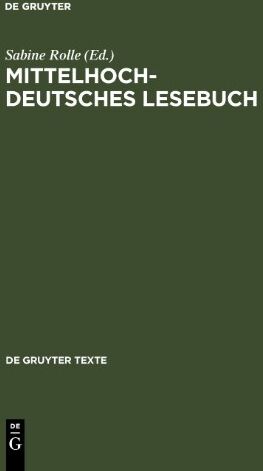 Sabine Rolle - Mittelhochdeutsches Lesebuch (de Gruyter Texte) - Preis vom 01.10.2026 17:08:56 h