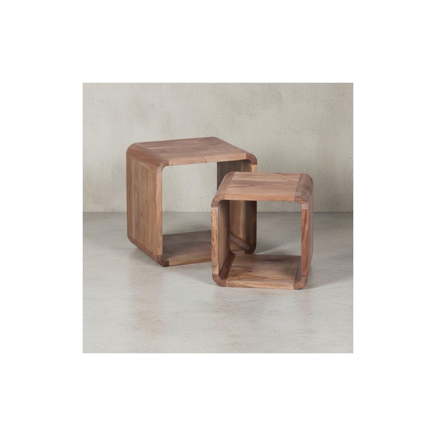 KADIMA DESIGN Moderne Akazie Satztische 2er Set, Massivholz - Vielseitig & Handgefertigt