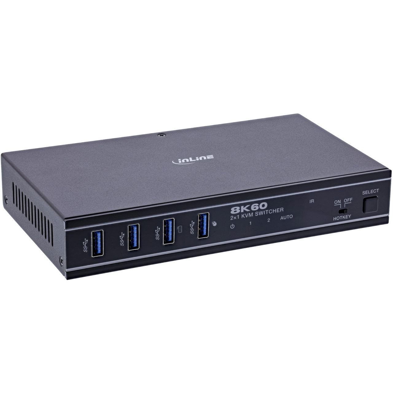 InLine KVM Switch, 2-fach, HDMI, 8K@60Hz, USB 3.2, mit IR & RS-232