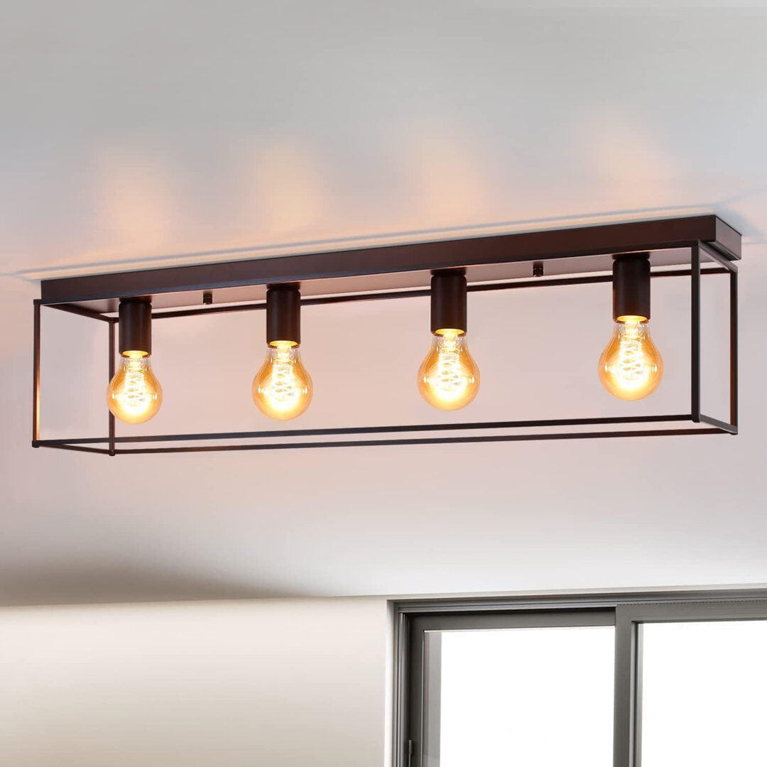Metro Iron Flush Mount Matte Black 20cm H X 15cm W X 80cm D