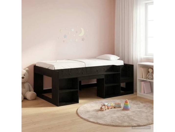 YNGBHFNOP Stahl Rutschbett Modern Schwarz Anthrazit 99 5 x 200 cm Kinder-Loftbett mit Rutsche Schwarz und Anthrazit 99,5 x 200 cm Hochbett mit Leiter Stahl Metall Rahmen für Kinderzimmer