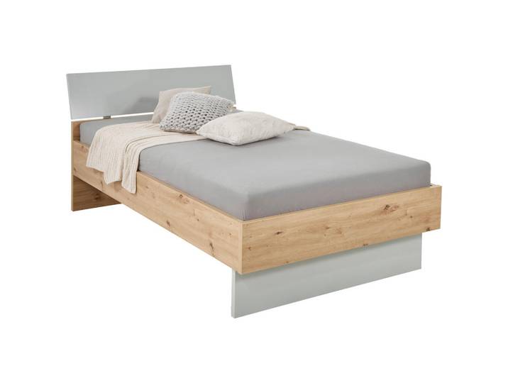 Xora Bett, Grau, Eichefarben, 120x200 cm, Schlafzimmer, Betten, Einzelbetten