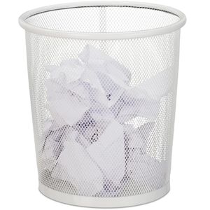 Relaxdays Papierkorb 10032565, weiß, rund, aus Metalldraht, 8 Liter