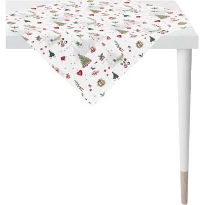 Tischdecke APELT "3710", weiß (grün, rot, weiß), B:100cm L:100cm, Baumwolle, Polyester, Tischdecken, Tischdecke