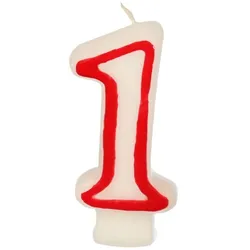 PAPSTAR 1 Zahlenkerzen 7.3 cm weiß, rot
