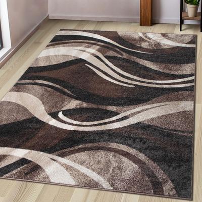 Teppich OTTO HOME "Joas" Gr. 31, braun, B:280cm H:9mm L:380cm, Kunstfaser, Teppiche, Teppich, besonders weicher Kurzflor in modernem Wellen Muster, leichter Glanz