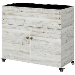 Outsunny Hochbeet aus Holz, Frühbeet mit Schrankfach, Kräuterbeet mit Rollen für Garten
