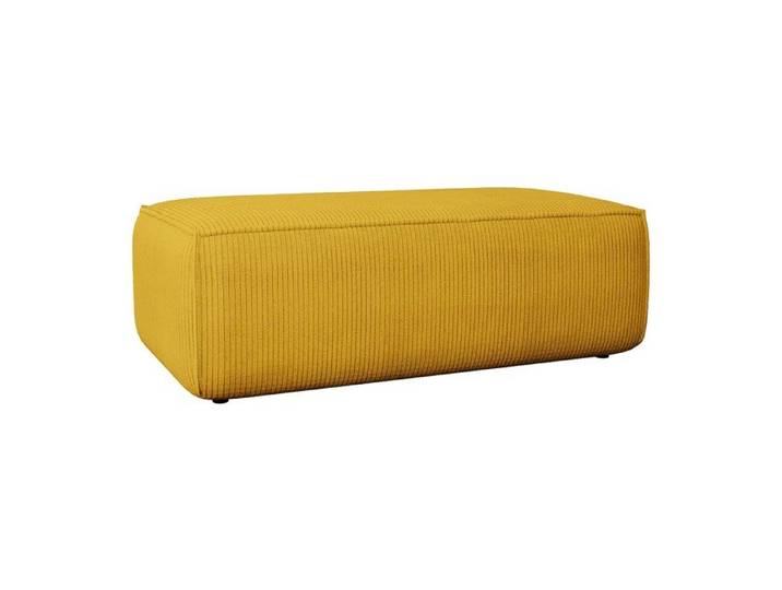 Pouf en velours côtelé jaune AMELIA