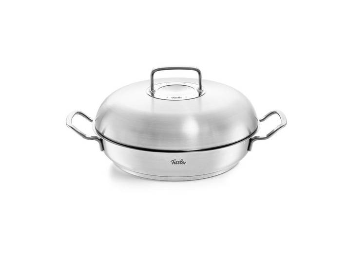 Fissler Servierpfanne Original-Profi Collection®, Silber, Metall, 3 L, rund, backofengeeignet, breiter Schüttrand, Kochen, Pfannen, Servierpfannen