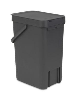 Abfallsammler Sort & Go, rechteckig, mit Wandhalterung, Deckel & Griff, 12 l, Kunststoff, grau