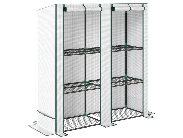 Outsunny Gewächshaus, 144L x 48B x 152H cm, Weiß, Metall, 48x152x144 cm, Gartenzubehör, Gartenhäuser & Gewächshäuser