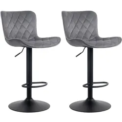 CLP 2er Set Barhocker Emma Samt   Farbe: dunkelgrau, Material: Samt