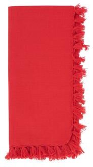Saro Lifestyle Fringe Edge Cotton Cloth Napkins (Set of 4) - Rustic Farmhouse Dinner Napkins for Everyday Dining & Casual Entertaining