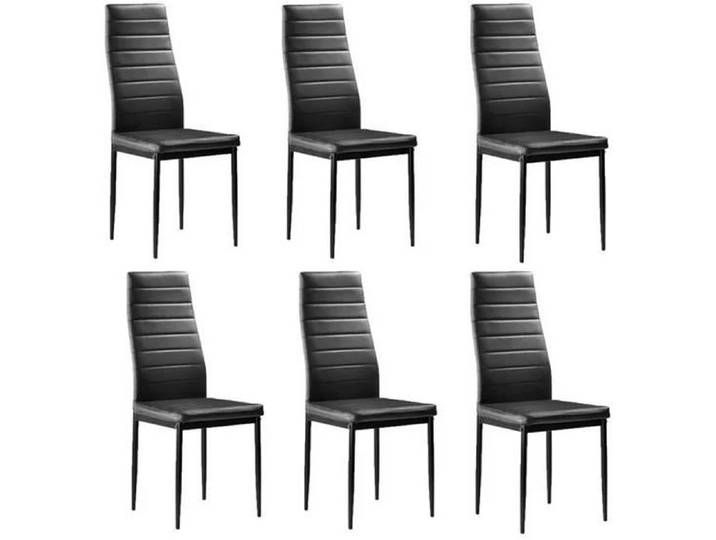 ALIGHTUP Lot de 6 chaises de salle à manger tapissées en PU Noir