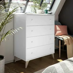 Dmora Schubladenschrank Denver, Kommode mit 4 Schubladen, Kommode für Schlafzimmer, Moderne Kommode, 78x40h95 cm, Weiß