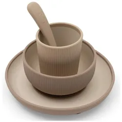 Jollein, Kindergeschirr + Kinderbesteck, Kinder Geschirrset Silikon - Natural Shades