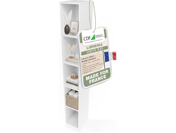 CDF Bibliothèque à casiers colonne de rangement verticale blanc 25 cm pour bureau et salon